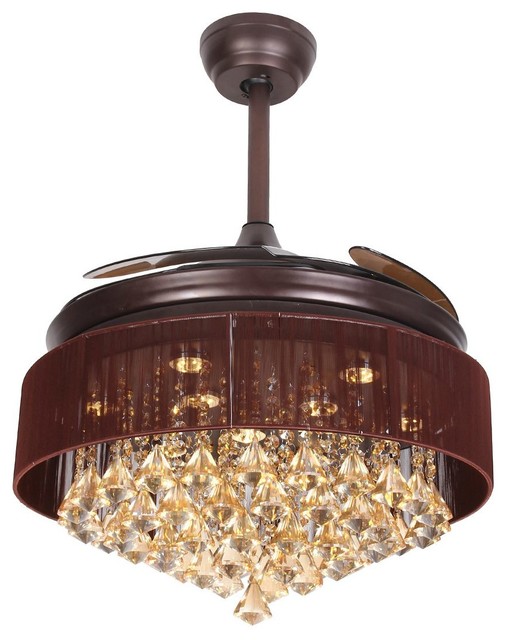 Lighting Rising Crystal LED Ceiling Fan With Foldable Blades, Oil