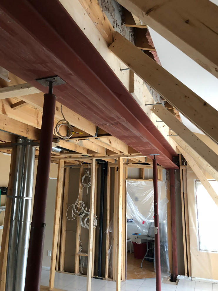 Interior work steel beams and structural