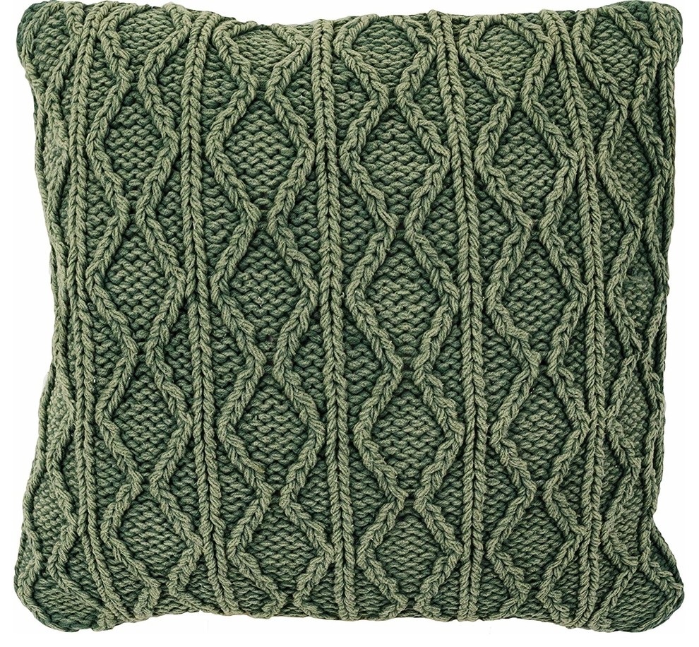 Stonewash Green Feather Filled Decorative Throw Pillow Cushion