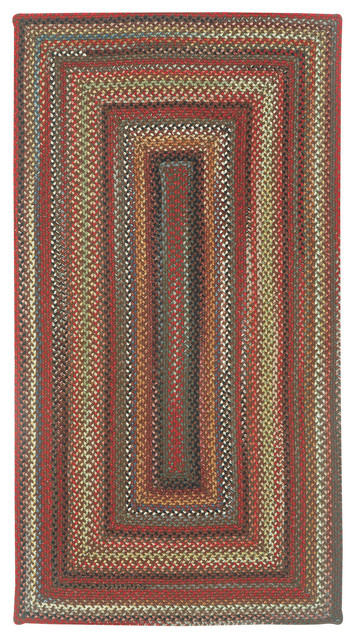 Portland Concentric Braided Rectangle Rug, Brown, 7'x9'
