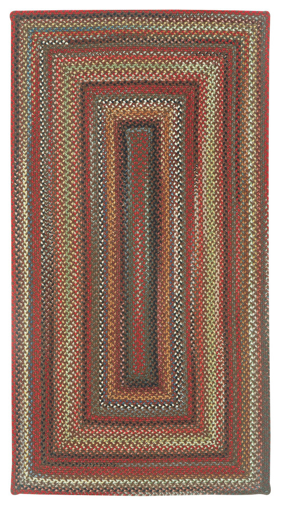 Portland Concentric Braided Rectangle Rug, Brown, 7'x9'