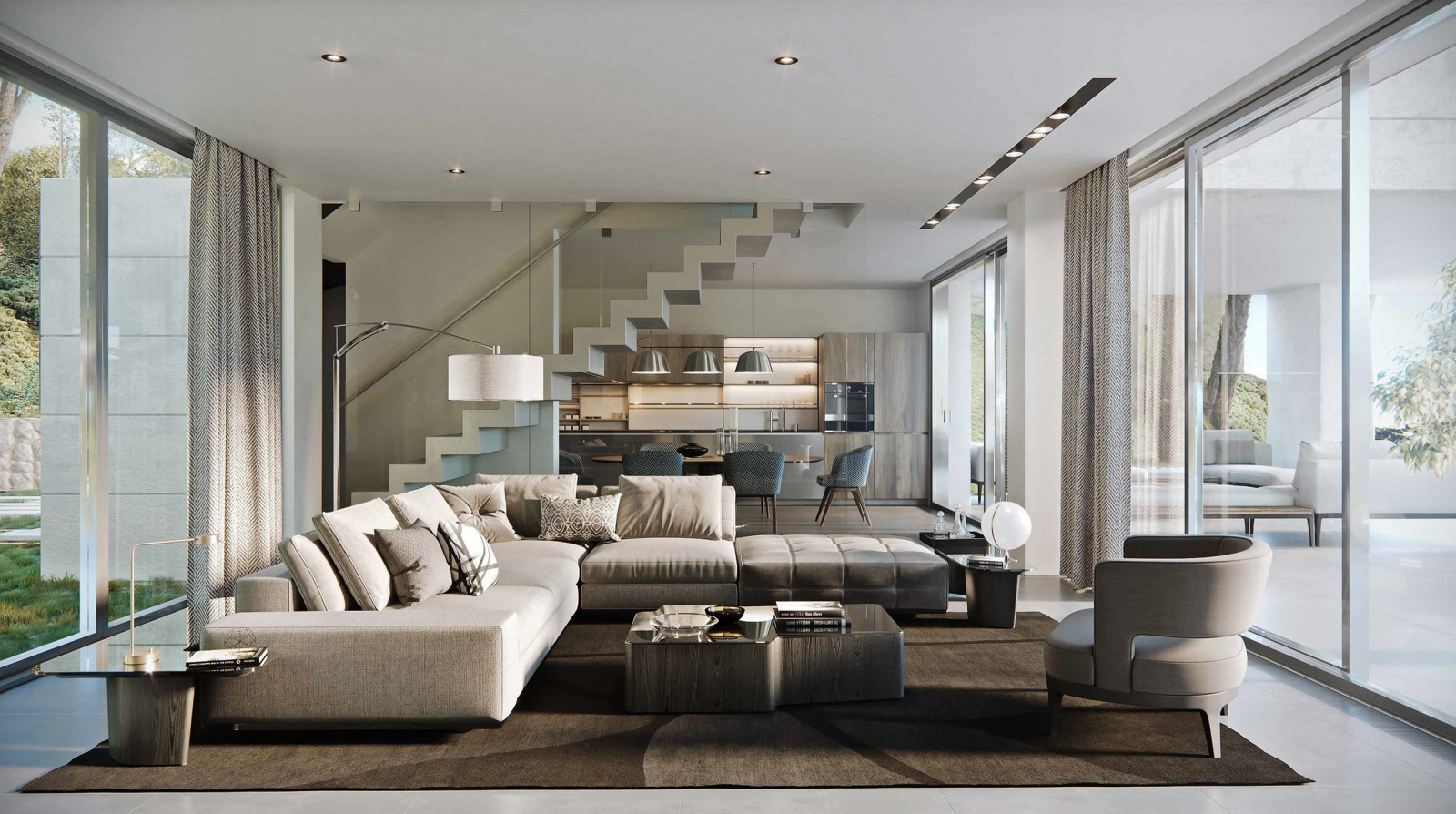 Двухэтажный дом в современном стилем