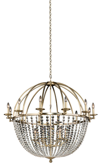 Pendolo 44x41" 18-Light Transitional Large Chandeliers, Brushed Champagne Gold