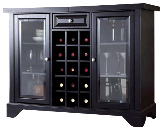 Crosley Lafayette Sliding Top Bar Cabinet In Black Transitional
