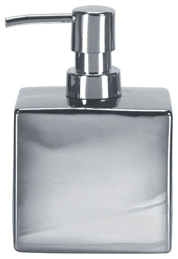 Square Modern Dark Silver Metal Soap Dispenser 