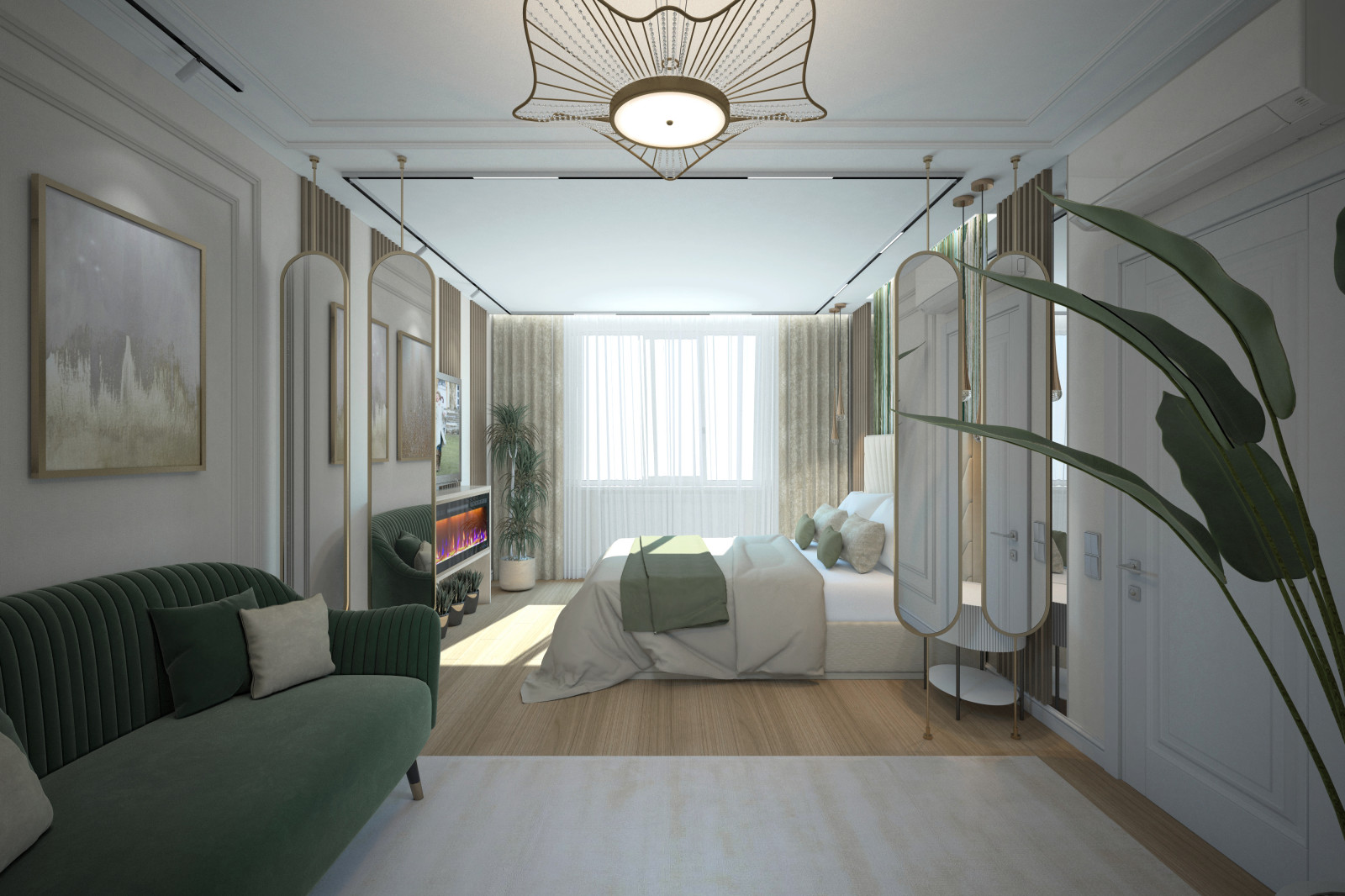 Спальня. Квартира в многоэтажном доме 160м2. 2 Варианта.