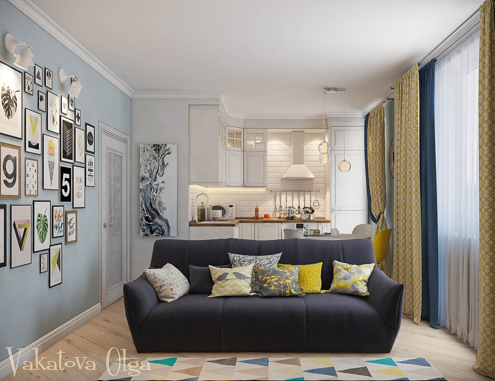 Интерьер гостиной в скандинавском стиле.