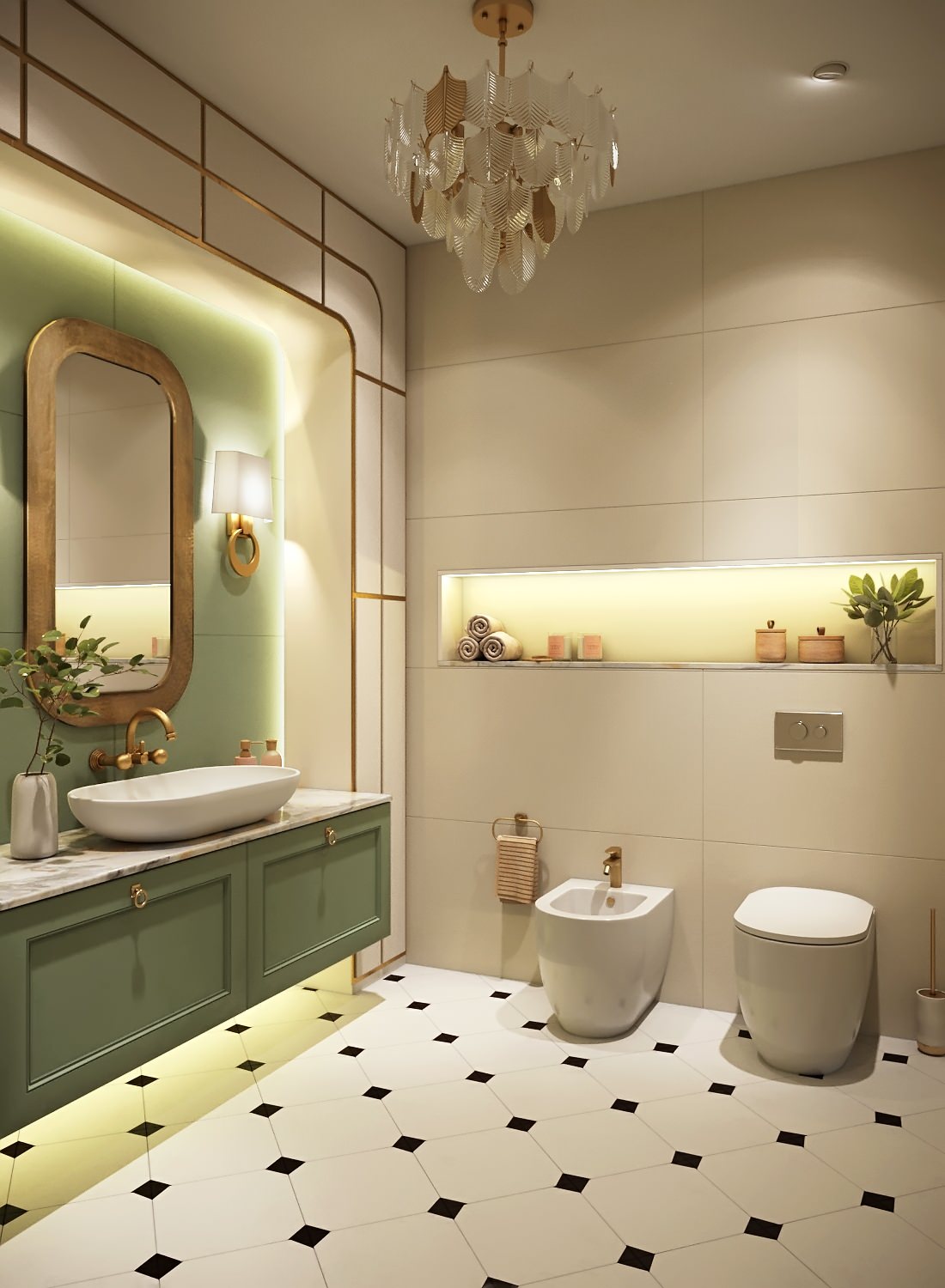 Кораллово-оливковый микс