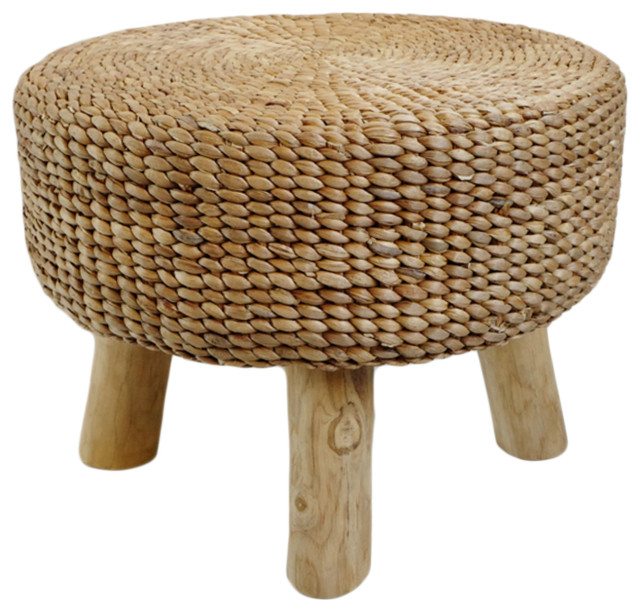 Round Banana Leaf Rope Stool Tropical Footstools And Ottomans by