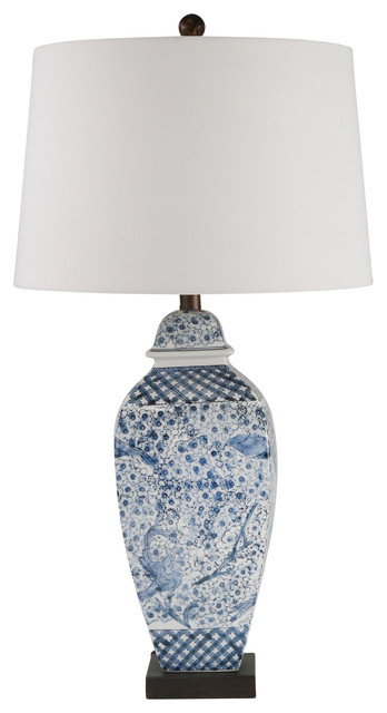 white lattice ginger jar lamps
