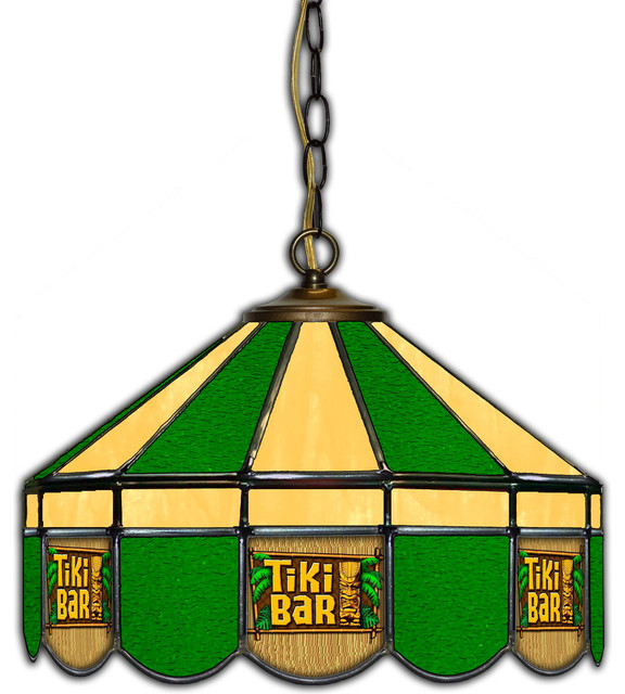 Tiki Bar Stained Glass 16 Swag Lamp, Tiki Table Lamp