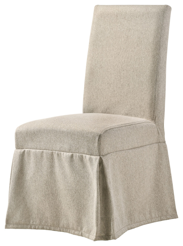 Faustine Side Chair, Tan Fabric and Salvaged Light Oak Finish