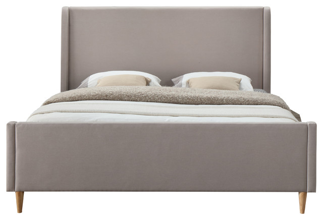 Bedford King Upholstered Platform Bed Beige Midcentury Bedford King Upholstered Platform Bed Beige Midcentury Beds By Virventures