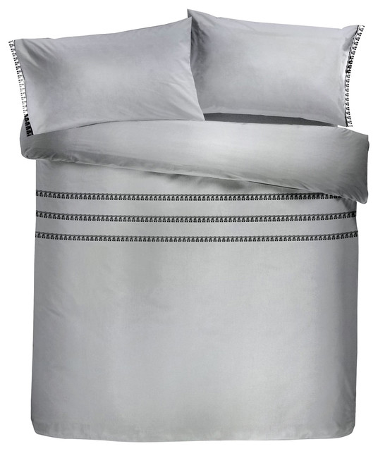 Tassels Easy Care Duvet Cover Set, Grey, King