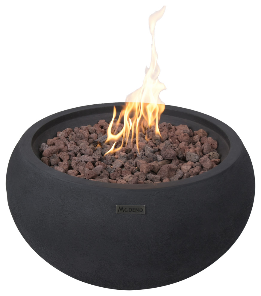 Modeno York Round Concrete Fire Bowl, Propane Contemporary Fire