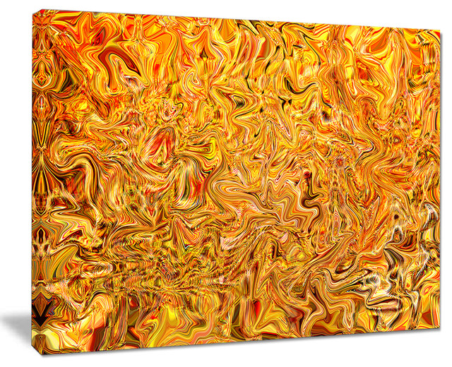 "Textured Flowing Yellow" Abstract Art Canvas Print, 20"x12