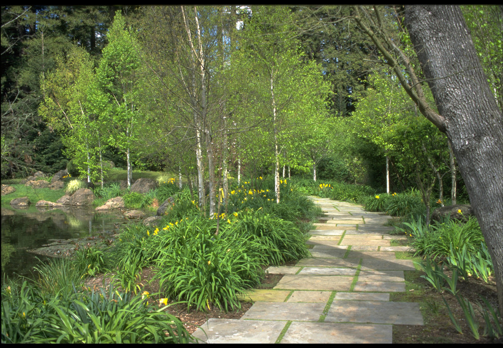 This is an example of a traditional backyard garden in Other with with path.