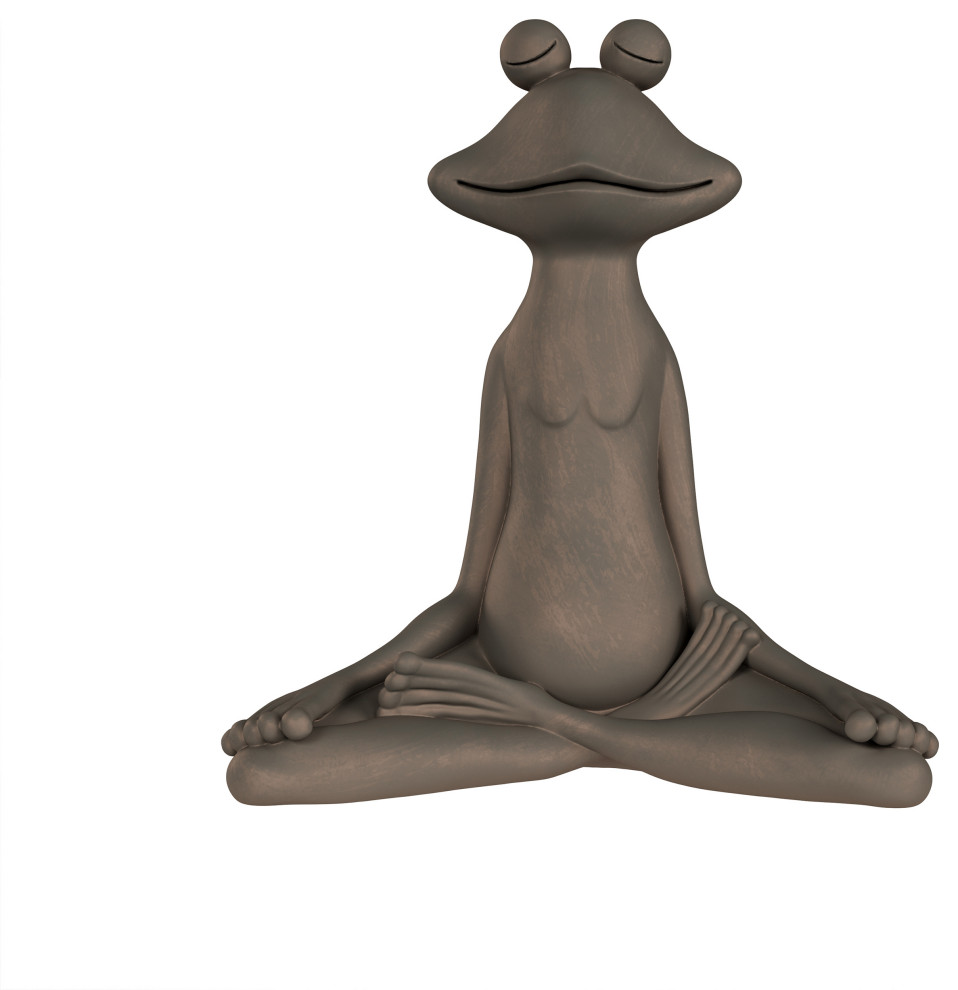 Meditating Frog Garden Statue Zen Yoga Resin Toad Sculpture