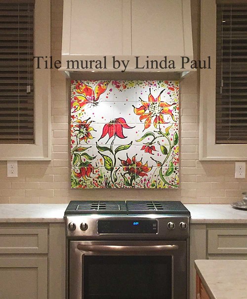 Tile Over Boring Backsplash Dilemma Resolved With Mural