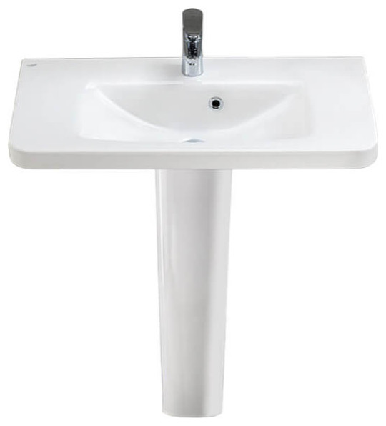 Rectangular White Ceramic Pedestal Sink Contemporary Bathroom Sinks