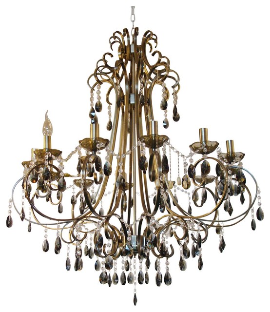 Jeanne III, 12L Polished Gold,Champagne Crystal Large Chandelier XTK