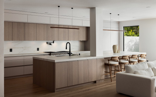 Contemporary Canadian kitchen with RTA Cabinets in wood finish and minimalist design
