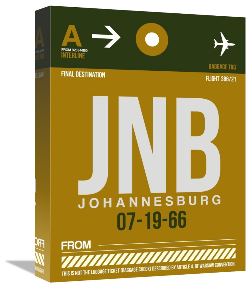 "JNB Johannesburg Luggage Tag 1" Fine Art Print, 12" x 16" Modern