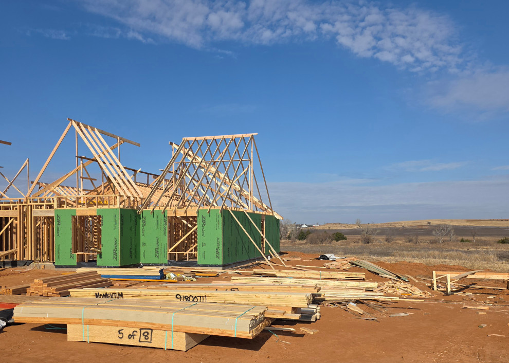 Lumber & materials laid in
