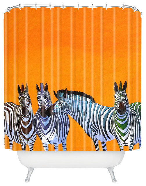 Clara Nilles Candy Stripe Zebras Shower Curtain