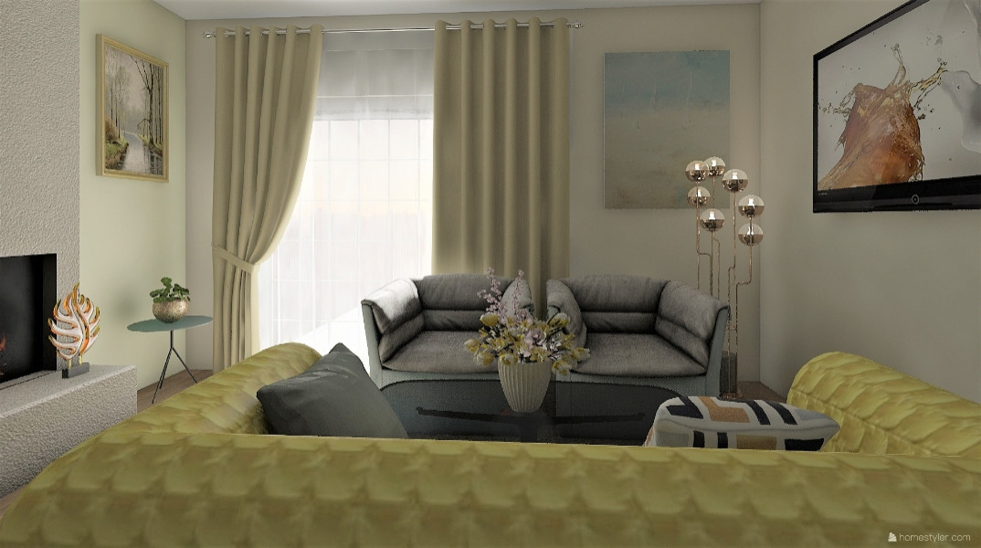 ГОСТИНАЯ В ГОРЧИЧНЫХ ТОНАХ