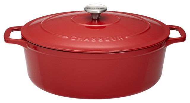 Chasseur 6.25-quart Red Enameled Cast Iron Oval Dutch Oven