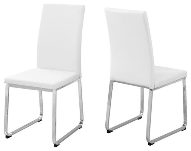 Dining Chair Set Of 2 Side Kitchen Dining Room Pu Leather Look White