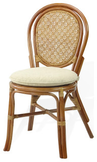 Denver Dining Rattan Wicker Armless Side Chair w/Cream Cushion