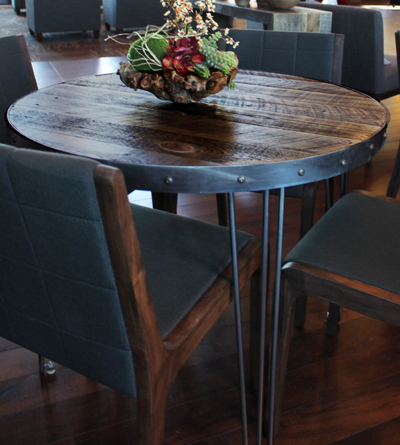 Reclaimed Wood Round Dining Table Modern Kitchen Denver By
