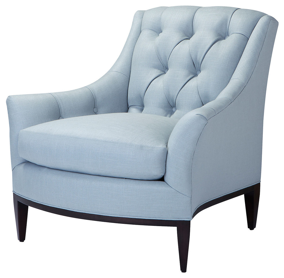 Riley Tufted Accent Chair, Light Blue