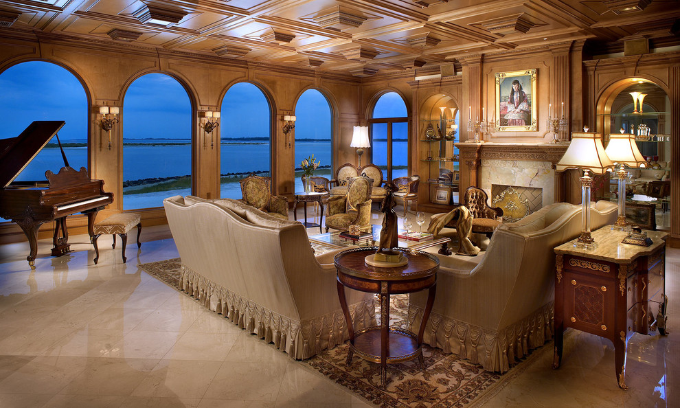 Photo of a traditional living room in Miami with a music area, a standard fireplace and no tv.