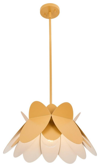 Flor 1 Light Pendant, White and Yellow