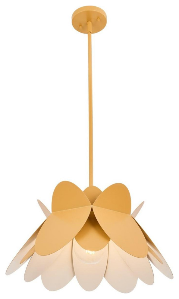 Flor 1 Light Pendant, White and Yellow