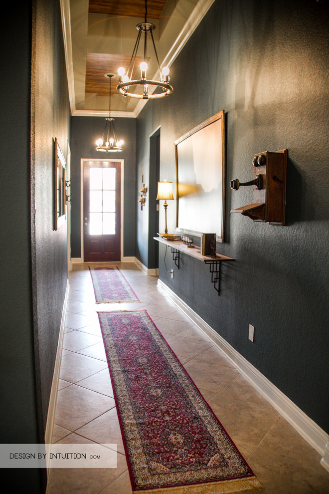 Large mountain style foyer photo in Houston