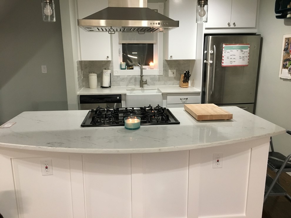 Small transitional home design photo in Boston