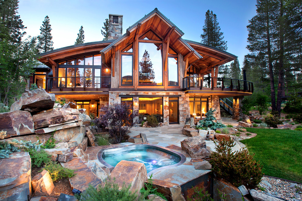 Country pool in Other with a hot tub.