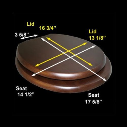Dark Oak Finish Wooden Elongated Toilet Seat with Brass PVD Hinge and