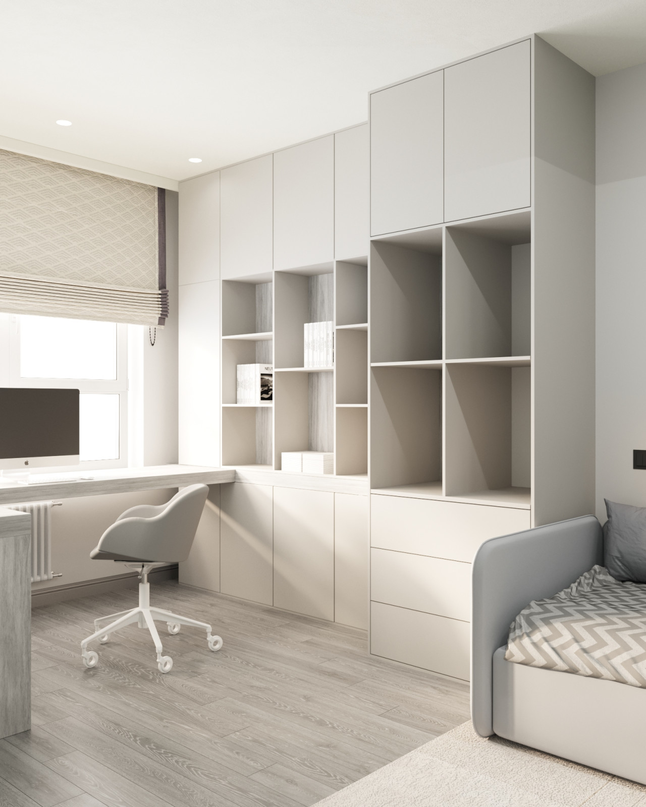 Современная  квартира в серо-белый тонах