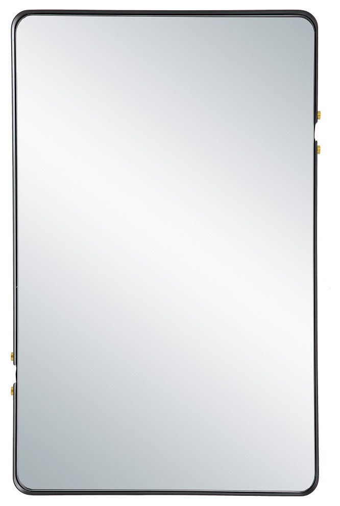 Elegance 20" x 32" metal frame vanity mirror, Matte Black Finish