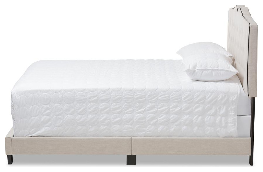 Vivienne Modern and Contemporary Light Beige Fabric Upholstered Queen