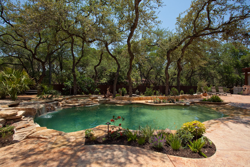 This is an example of a tropical pool in Austin.