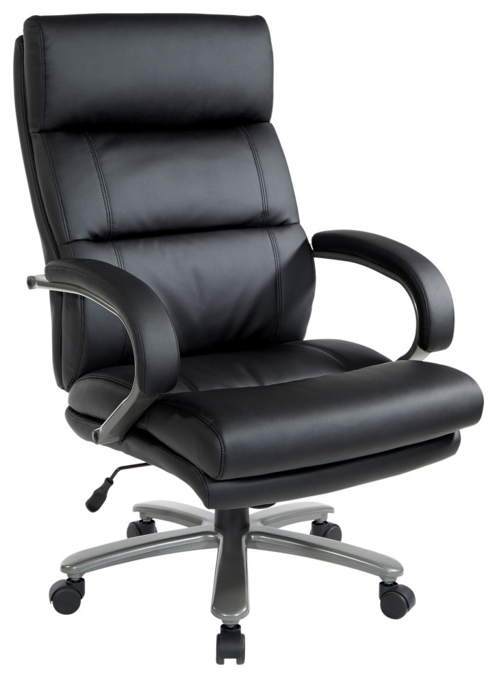 Big and Tall Executive Chair, Black Bonded Leather Transitional