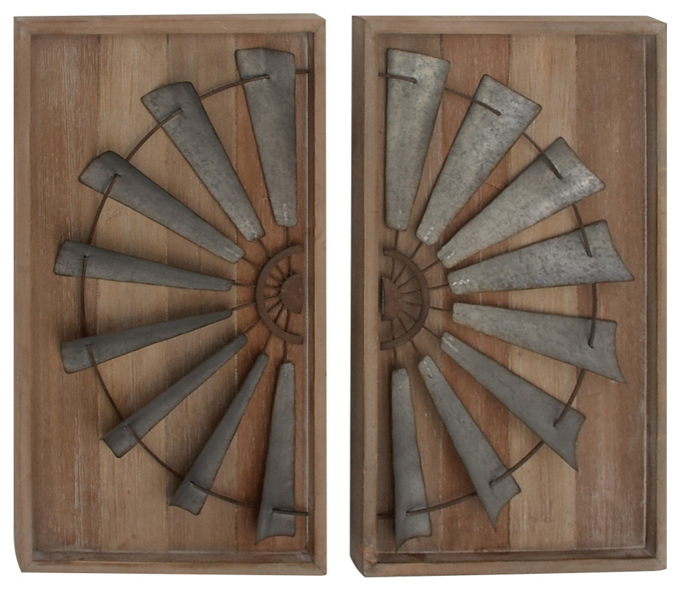 Farmhouse Gray Wood Wall Decor 47946, S/2 17"W, 31"H Farmhouse Wall