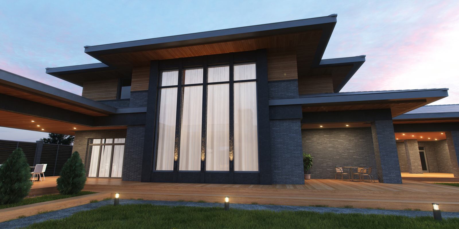 Загородный дом с гаражом и гостевым домом