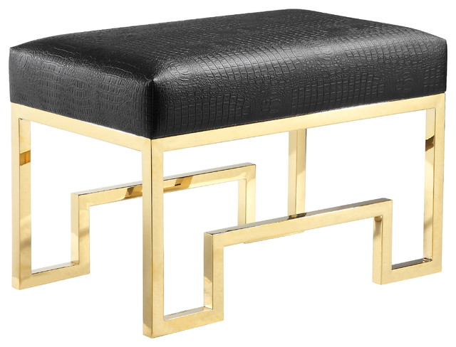 Laurence Stool, Gold and Black, High Polish Gold